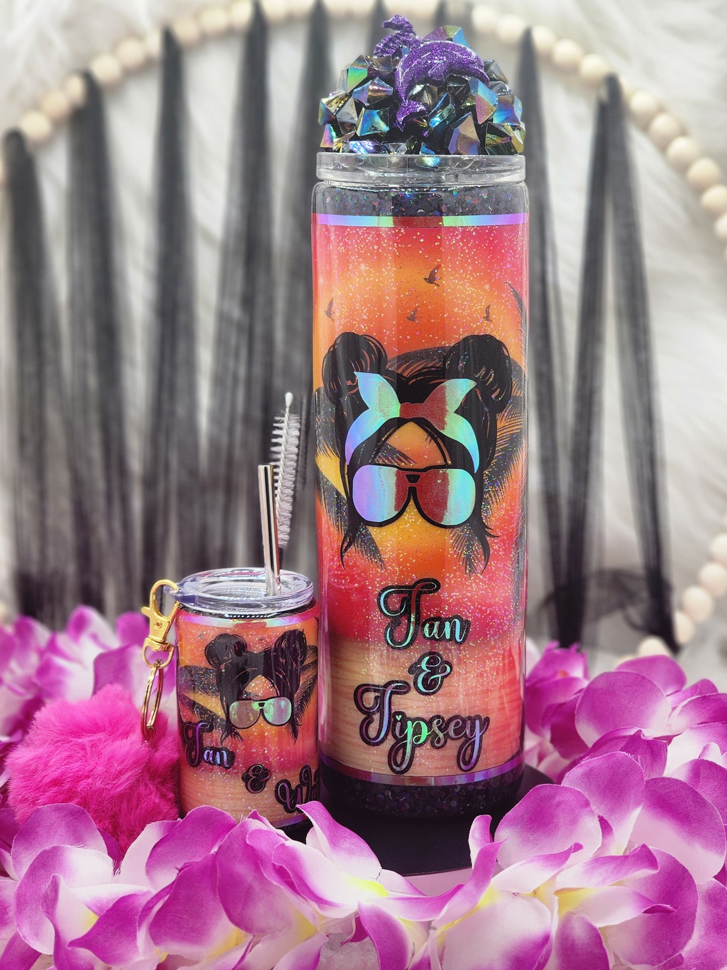 Beach Theme Tan and Tipsy Tumbler