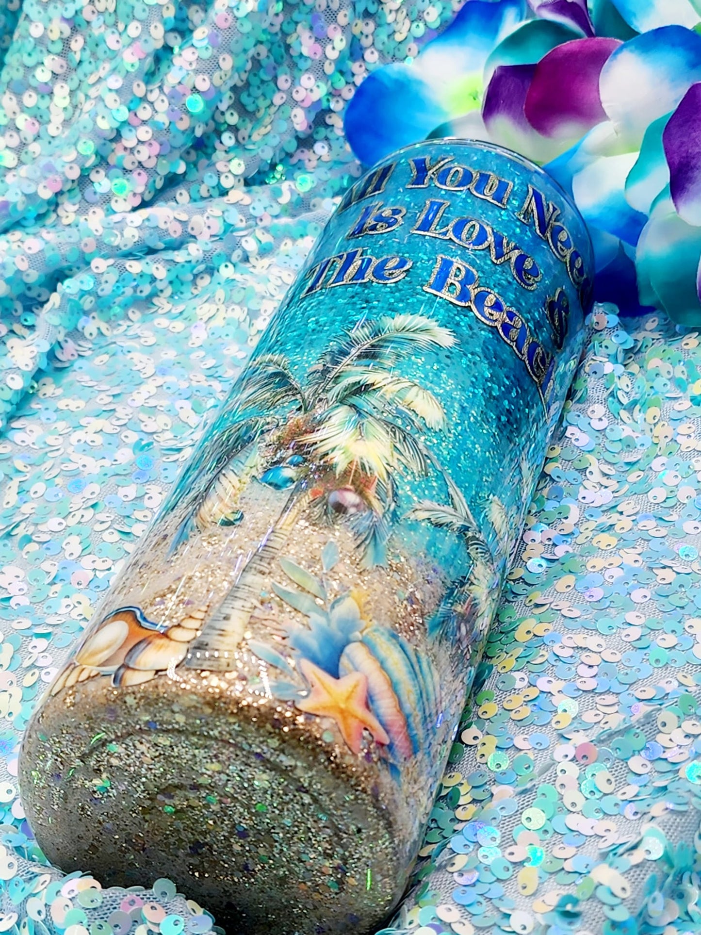 "All You Need Is Love and the Beach" Mermaid Tumbler